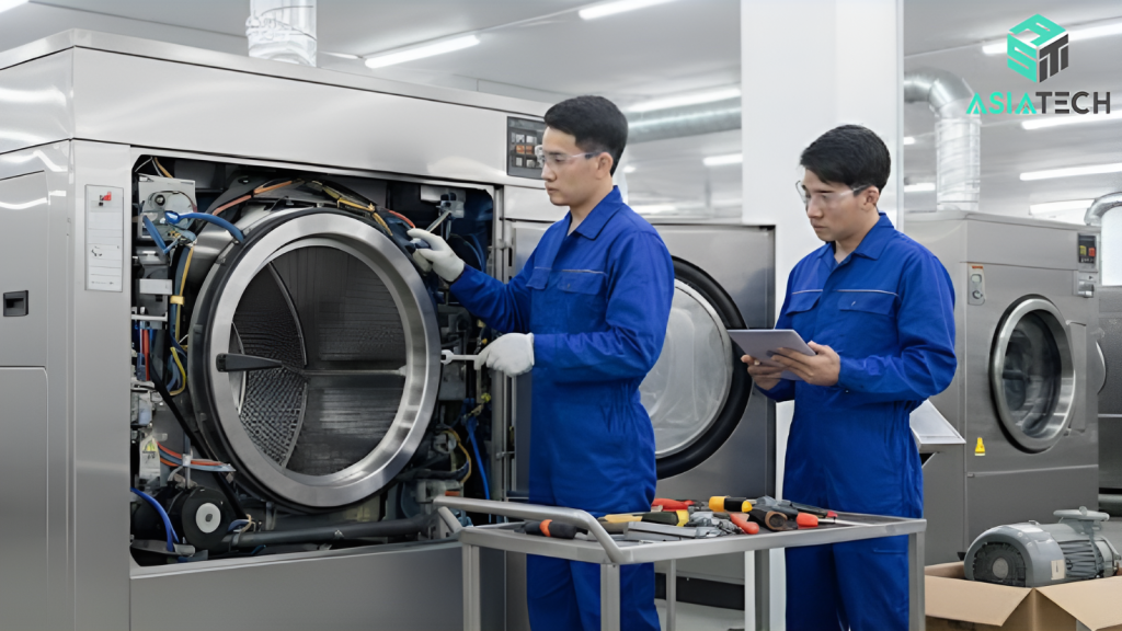 lắp đặt máy giặt công nghiệp